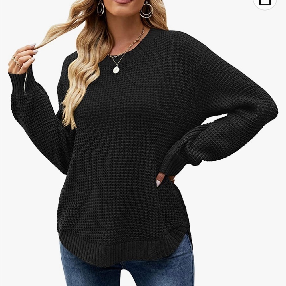 MEROKEETY waffle knit black long sleeve sweater size XXlarge.